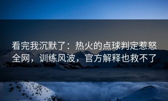 看完我沉默了：热火的点球判定惹怒全网，训练风波，官方解释也救不了