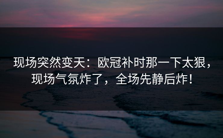 现场突然变天：欧冠补时那一下太狠，现场气氛炸了，全场先静后炸！