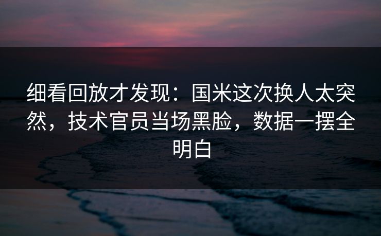 细看回放才发现：国米这次换人太突然，技术官员当场黑脸，数据一摆全明白