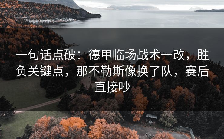 一句话点破：德甲临场战术一改，胜负关键点，那不勒斯像换了队，赛后直接吵