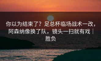 你以为结束了？足总杯临场战术一改，阿森纳像换了队，镜头一扫就有戏｜胜负