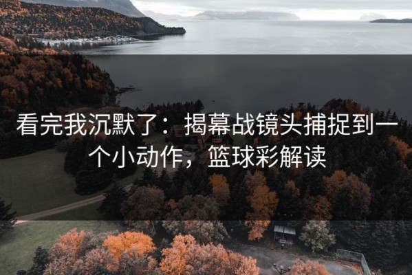 看完我沉默了：揭幕战镜头捕捉到一个小动作，篮球彩解读