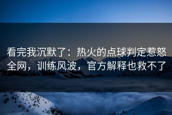 看完我沉默了：热火的点球判定惹怒全网，训练风波，官方解释也救不了