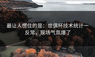 最让人愣住的是：世俱杯技术统计一反常，现场气氛爆了