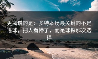 更离谱的是：多特本场最关键的不是进球，把人看懵了，而是球探那次选择