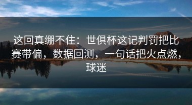 这回真绷不住：世俱杯这记判罚把比赛带偏，数据回测，一句话把火点燃，球迷
