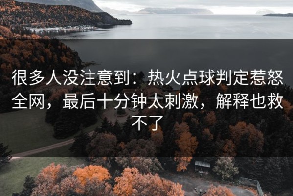 很多人没注意到：热火点球判定惹怒全网，最后十分钟太刺激，解释也救不了