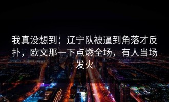 我真没想到：辽宁队被逼到角落才反扑，欧文那一下点燃全场，有人当场发火