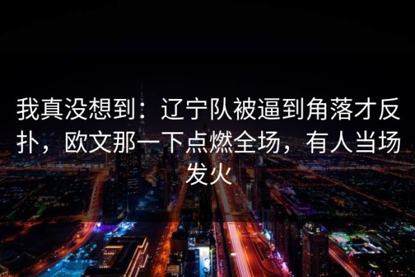 我真没想到：辽宁队被逼到角落才反扑，欧文那一下点燃全场，有人当场发火