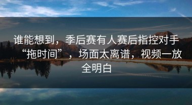 谁能想到，季后赛有人赛后指控对手“拖时间”，场面太离谱，视频一放全明白