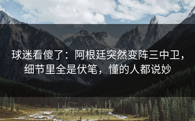 球迷看傻了：阿根廷突然变阵三中卫，细节里全是伏笔，懂的人都说妙