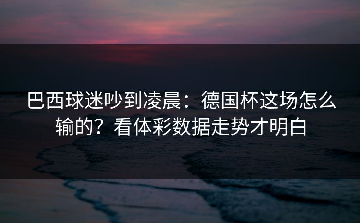 巴西球迷吵到凌晨：德国杯这场怎么输的？看体彩数据走势才明白