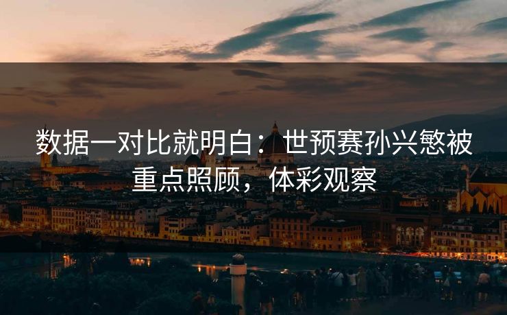 数据一对比就明白：世预赛孙兴慜被重点照顾，体彩观察