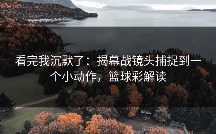 看完我沉默了：揭幕战镜头捕捉到一个小动作，篮球彩解读