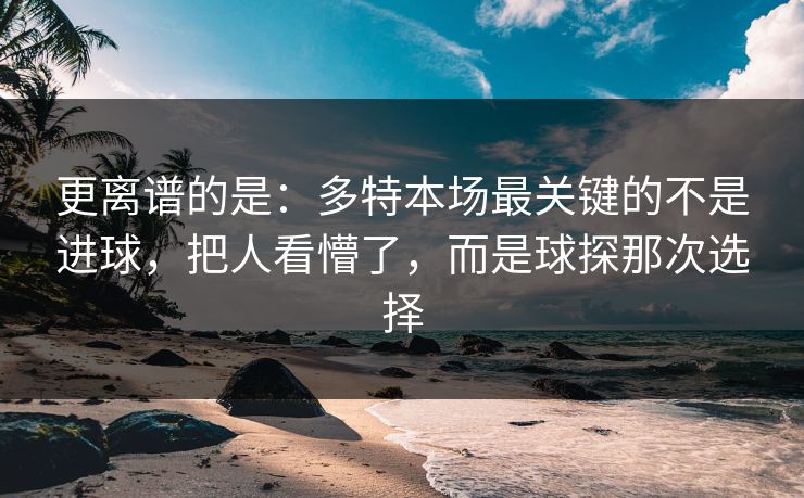 更离谱的是：多特本场最关键的不是进球，把人看懵了，而是球探那次选择